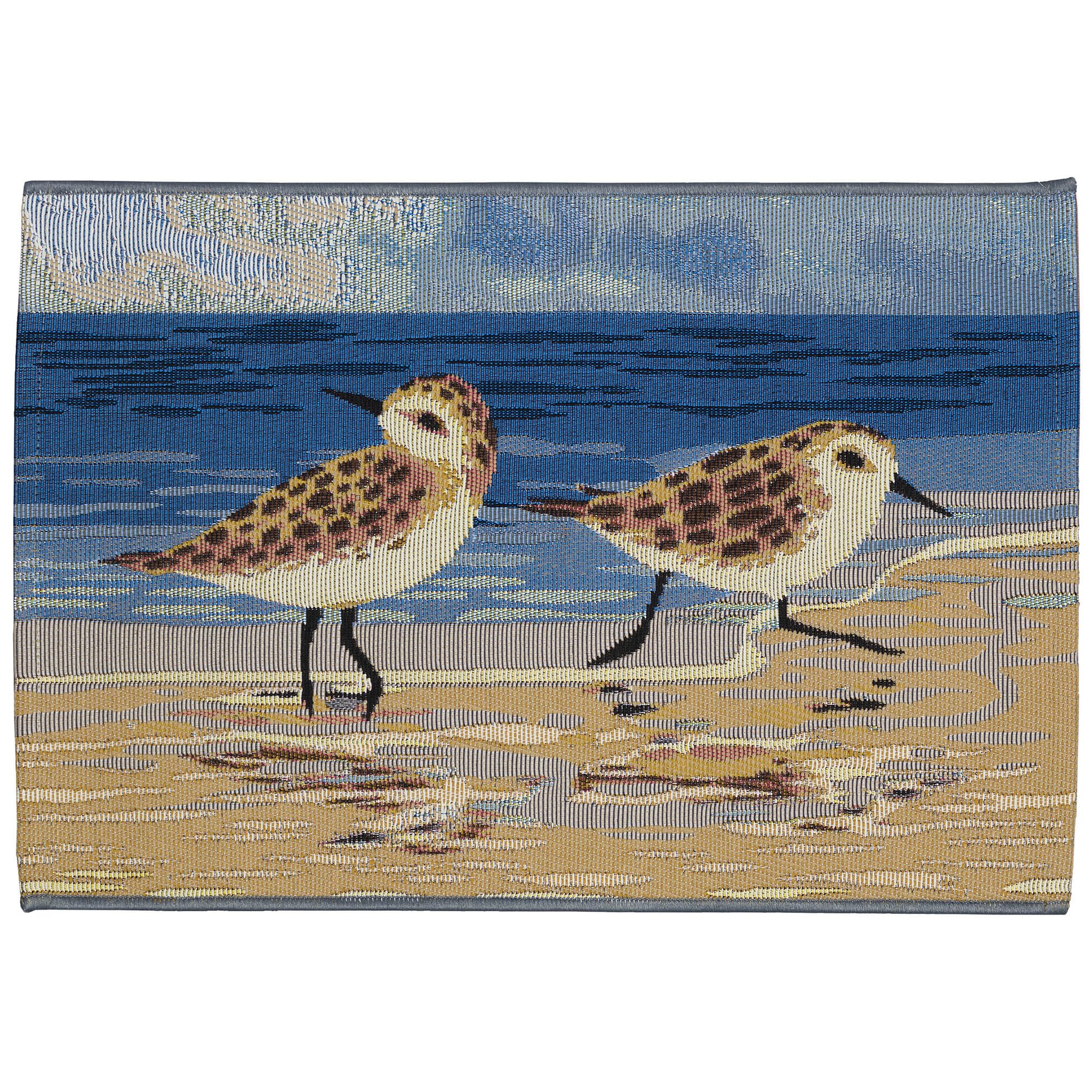 Liora Manne Esencia Machine Washable Non-Slip Low Profile Indoor/Outdoor Mat-Transitional, Beach, Bird, Whimsical, Sandpipers Sand 2' x 2'10"