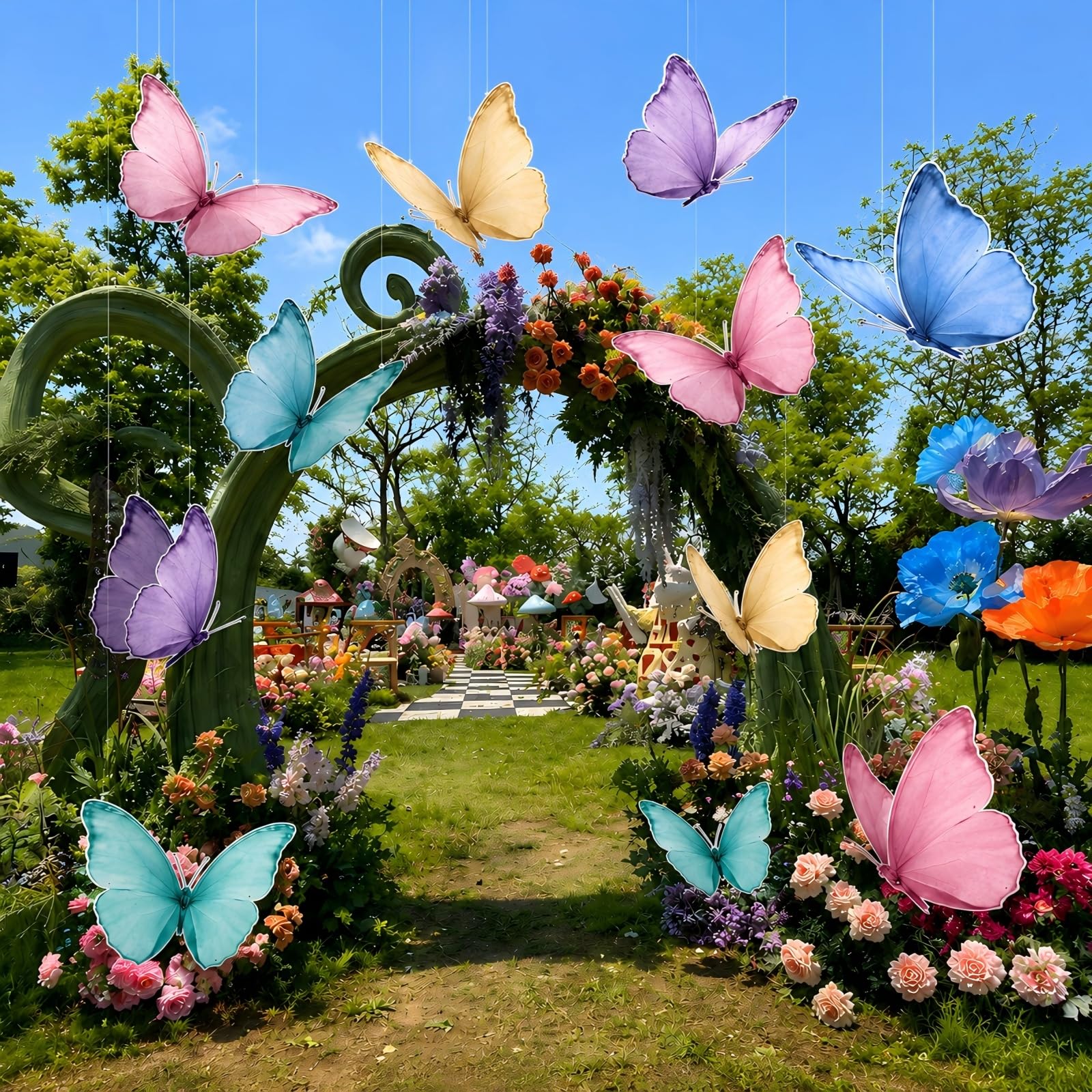Papillons décoratifs 3D en papier pastel pour suspension fête et anniversaire