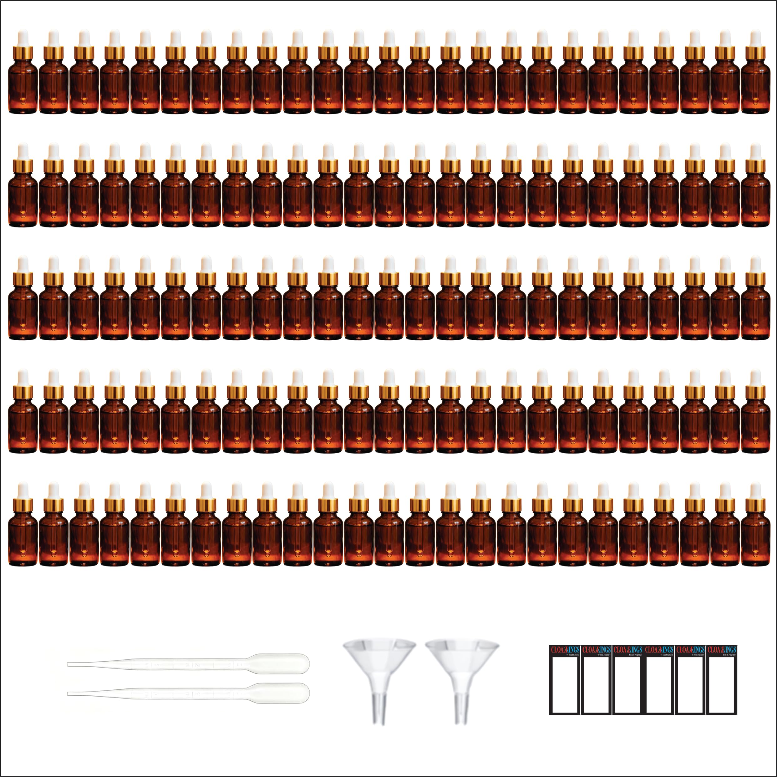 15ml Amber Glass Dropper Bottle Set of 100 | Leak Proof Refillable Essential Oil & Serum Containers | Includes 2 Plastic Droppers, 2 Funnels & 100 Label Stickers-image-17