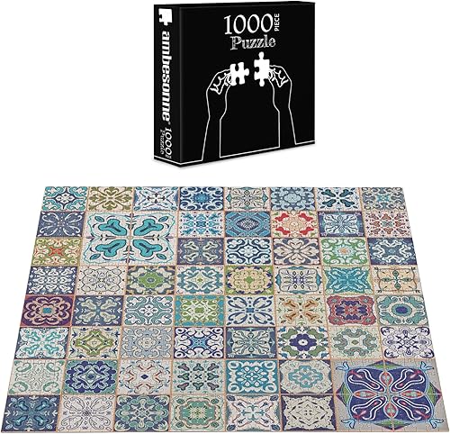 Miniatura 3 de Ambesonne Rompecabezas marroquí para adultos, diseño de retazos florales, trabajo artesanal simbólico mediterráneo, calidad de reliquia, actividades