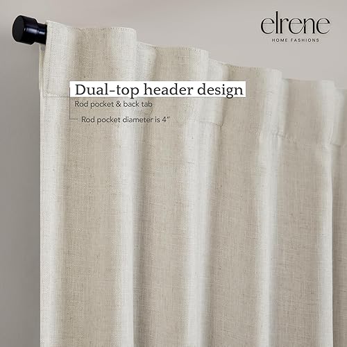 Miniatura 3 de Elrene Home Fashions Harrow - Panel de cortina opaca para una sola ventana, 52 x 95 pulgadas, natural