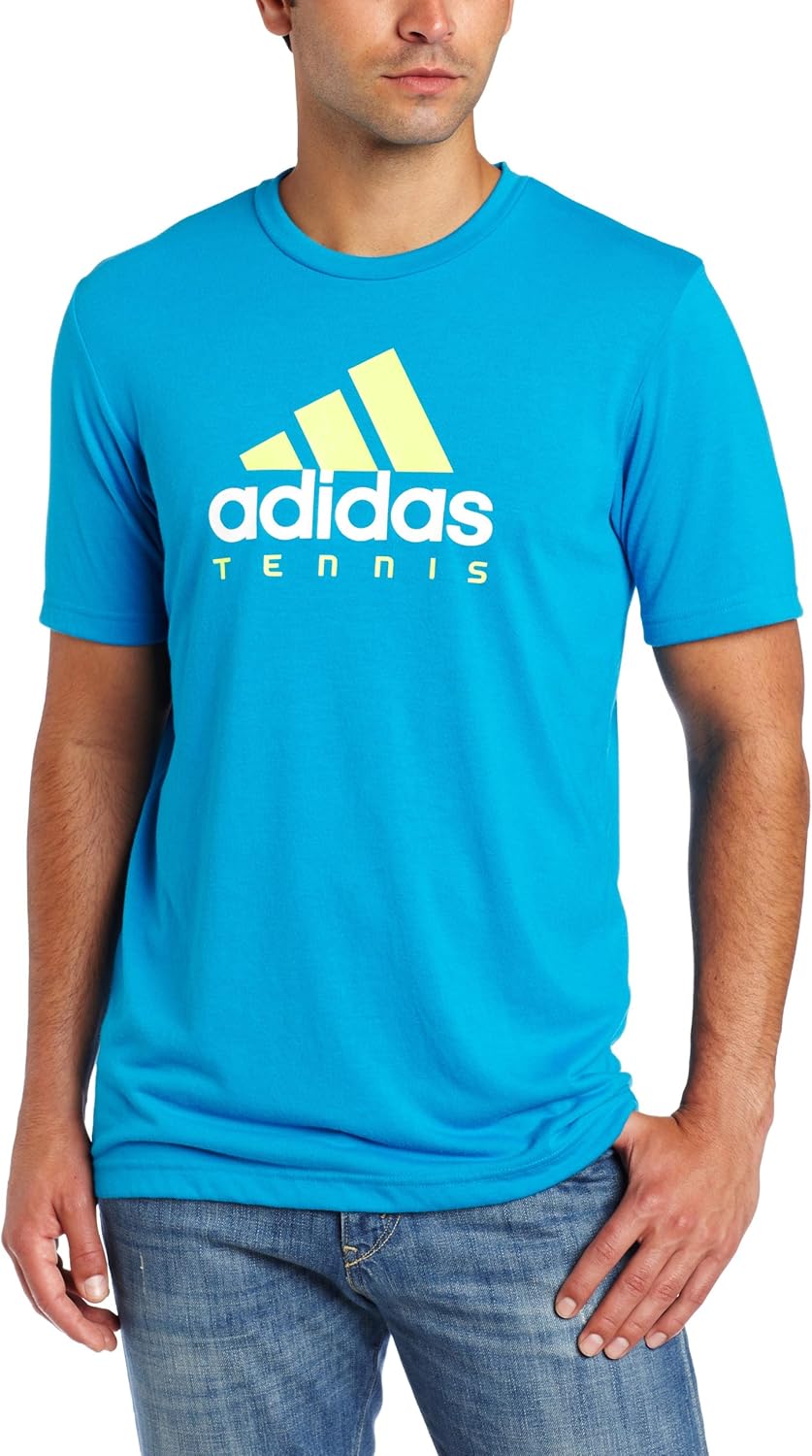adidas Men's Tennis Essentials Logo Tee, Sharp Blue, Small Clothing, Shoes & Jewelry