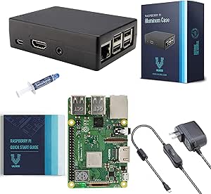 V-Kits Raspberry Pi 3 Model B+ (Plus) Basic Starter Kit with Aluminum Alloy Pi Cooling Case [2018 Model]