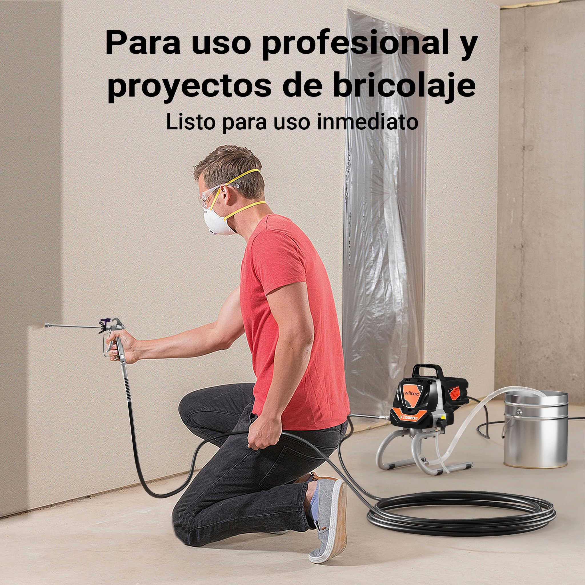 XPOtool Pulverizador de Pintura sin Aire Alta presión 207bar 1,5 l/min Boquilla y Barra de extensión