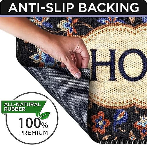 Miniatura 6 de ubdyo Bundle - Tapete de goma extra duradero a rayas para exteriores y ultra absorbente para interiores (paquete de 2), color marrón