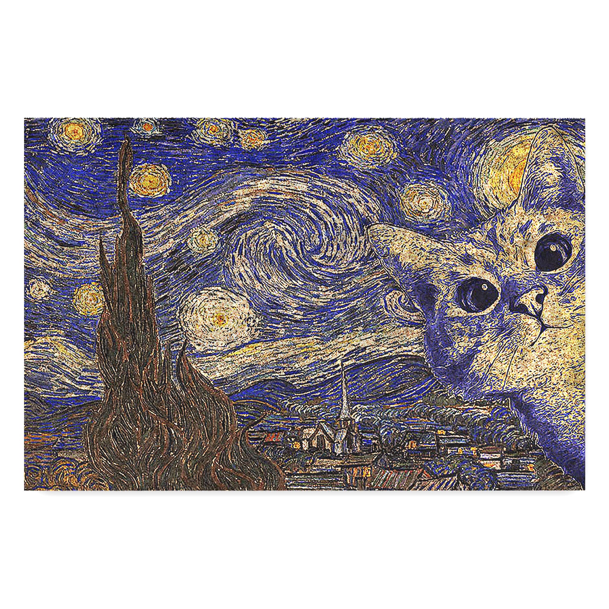 Monnhein Tasarımlı Dekoratif Kapı önü Paspas, Dış Mekan/Ev İçi/Banyo/Mutfak/Yatak Odası/Giriş Paspasları (Sonsuz Gece Cat, 40x60)