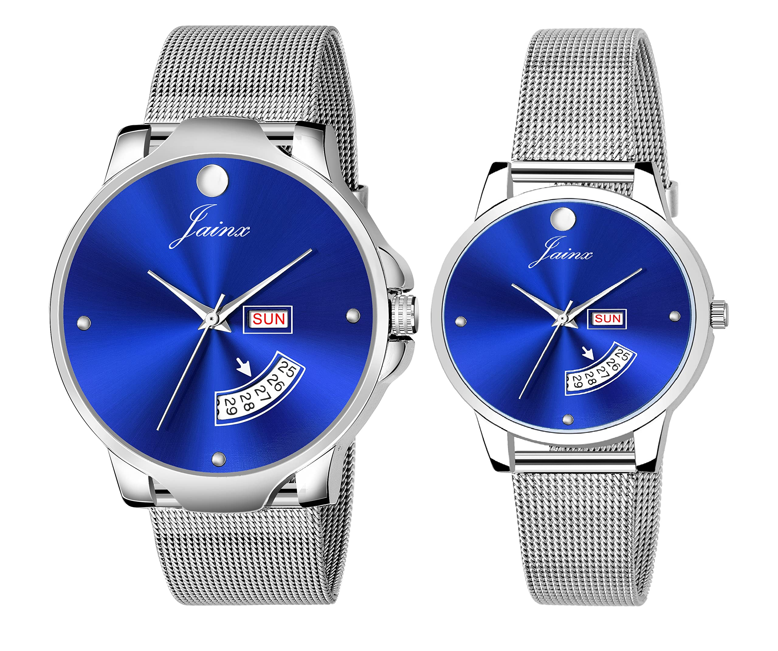 jainx Day and Date Mesh Steel Chain Analog Wrist Watch for Couple - JC491 (B09RPRLJR6) Amazon Price History, Amazon Price Tracker