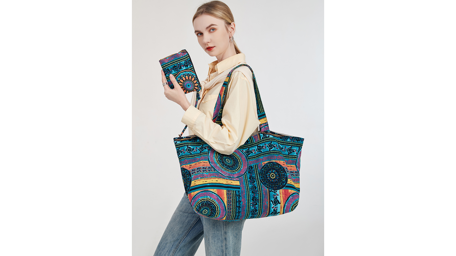 Bolso Hippie Tote Grande OPQRSTU para Mujer miniatura 7