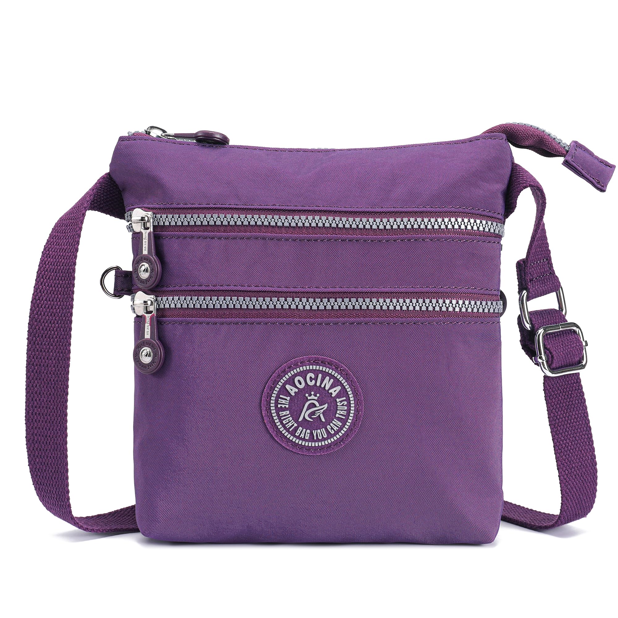 AOCINA Nylon Crossbody Bags for Women Multi Pocket Small Cross Body Purse Lightweight Travel Phone Purses Shoulder Handbags