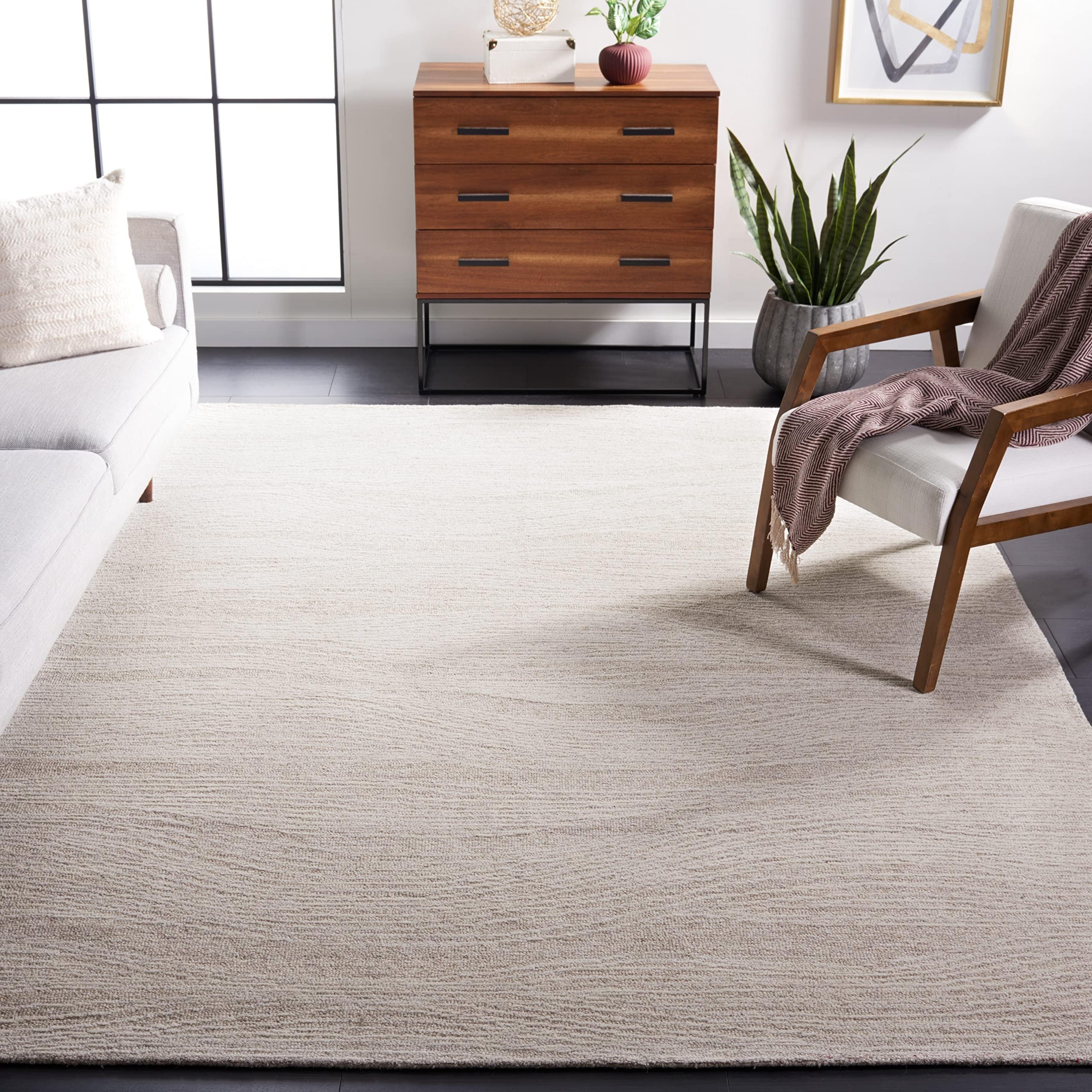 Metro Collection 8' x 10' NaturalIvory MET995A Handmade Premium Wool Living Room Dining Bedroom Area Rug