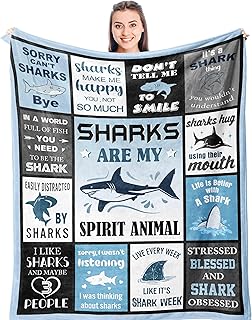 Shark Gifts for Women/Men/Boys/Girls, Unique Shark Lovers Themed Blanket Accessories/Stuff for Kids, Cute Sharks