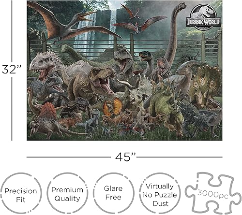 Miniatura 2 de AQUARIUS Jurassic World - Rompecabezas de 3000 piezas con tabla de tallas (rompecabezas de 3000 piezas), sin deslumbramiento, ajuste de precisión,