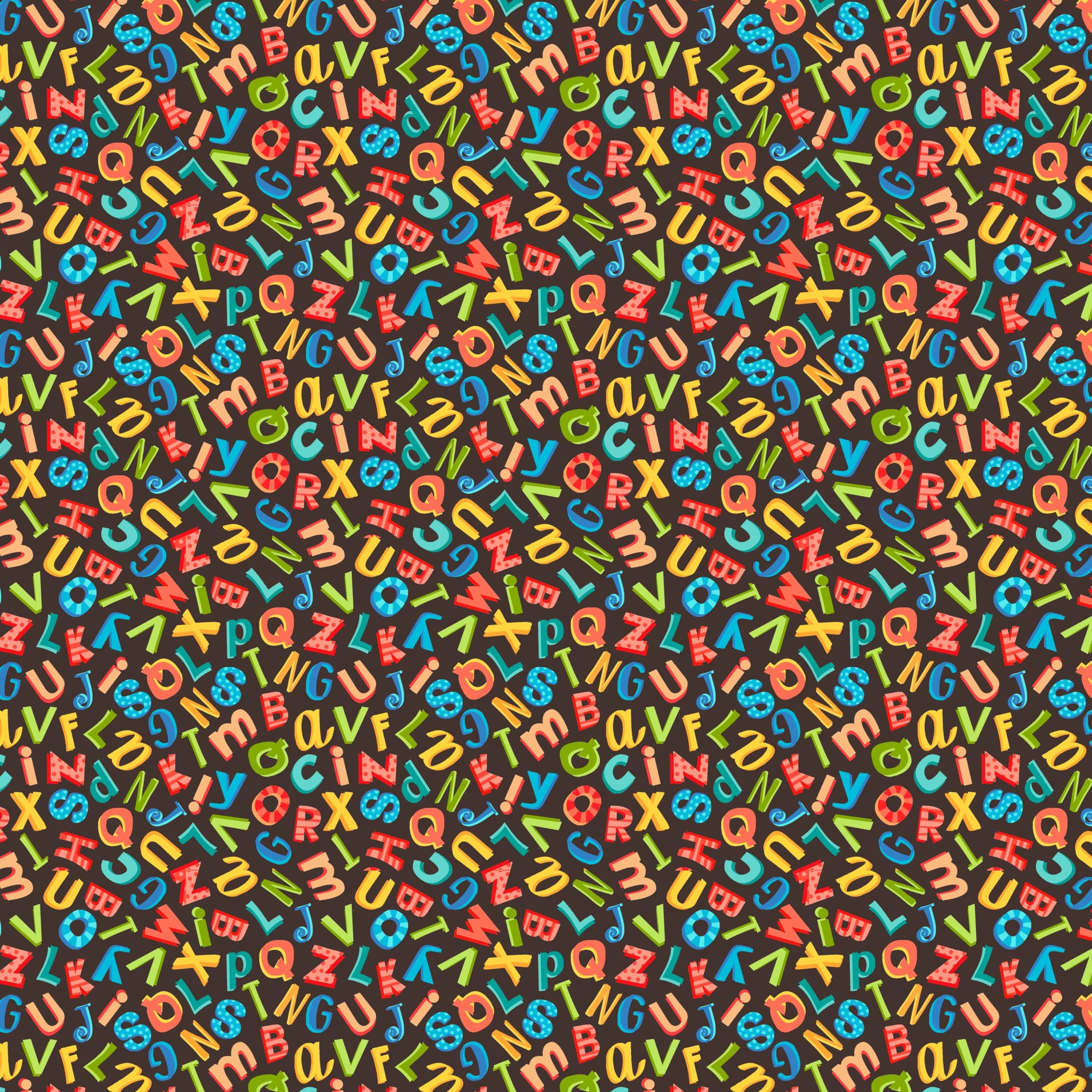 Michael Miller Alphabits Soup, Chocolate 15 Yard Bolt