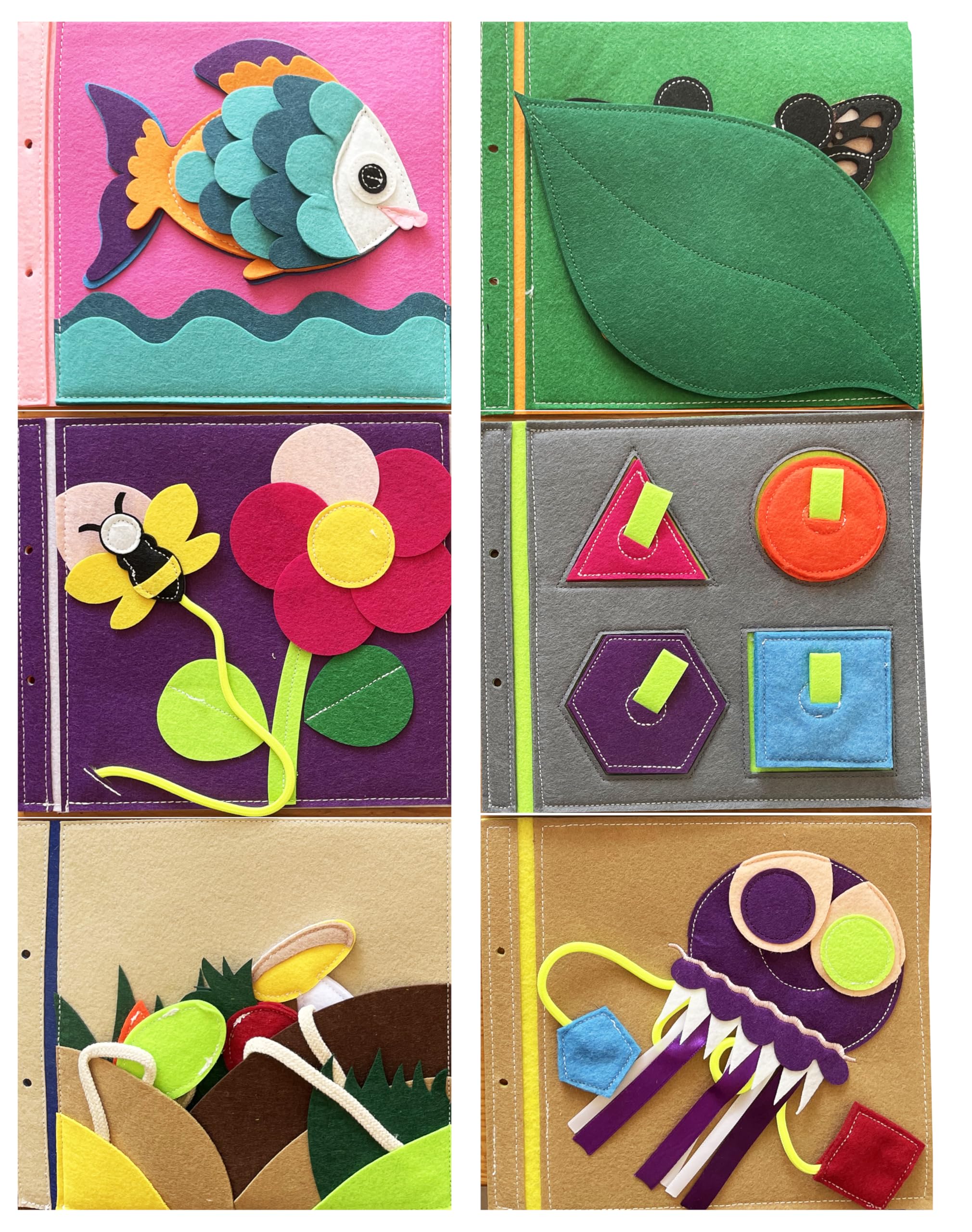 ZAC HOME Interactive Felt Quiet Book, 6 Educational Pages with Shapes and Activities, Ages 3+, 20 x 20 cm - Image 3