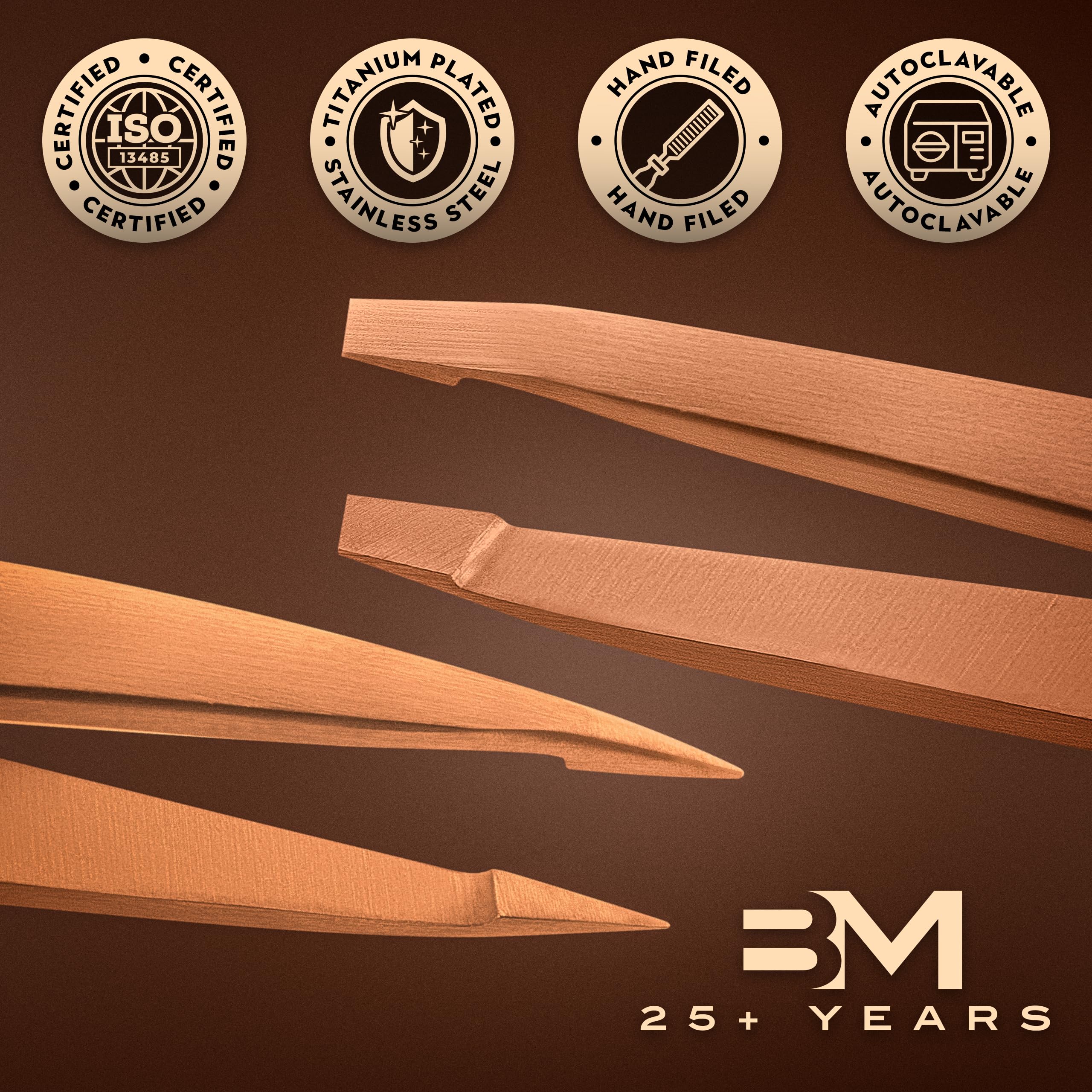 By MILLY Precision Tweezers Set - Slanted and Pointed Titanium-Plated