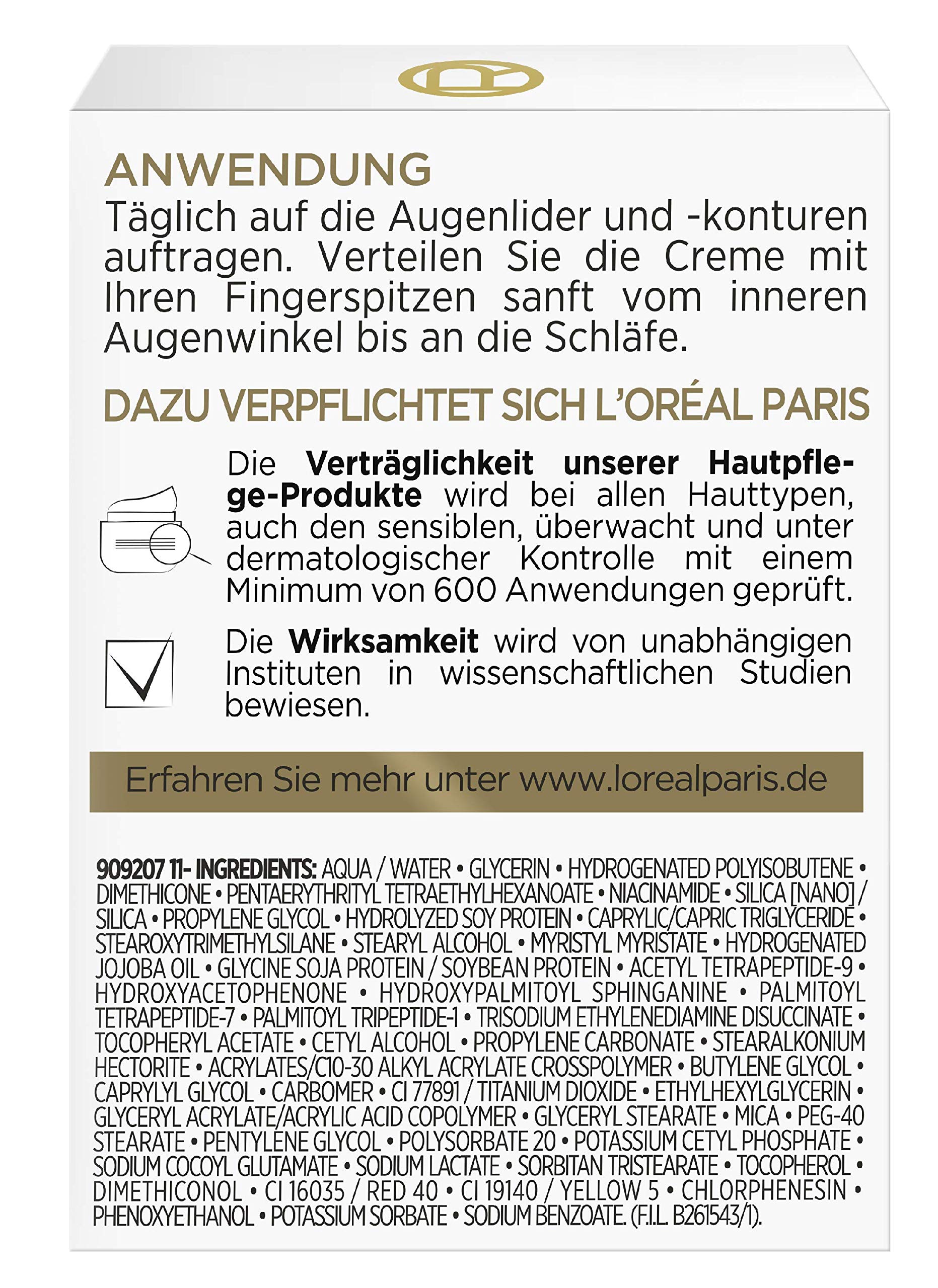 L'Oréal Paris Ujędrniająca pielęgnacja oczu dla dojrzałej skóry, przeciwstarzeniowa, nawilżająca pielęgnacja przeciw plamom starczym, z fragmentami kolagenu AS, Age Perfect Pro-Collagen Experte, 15 ml