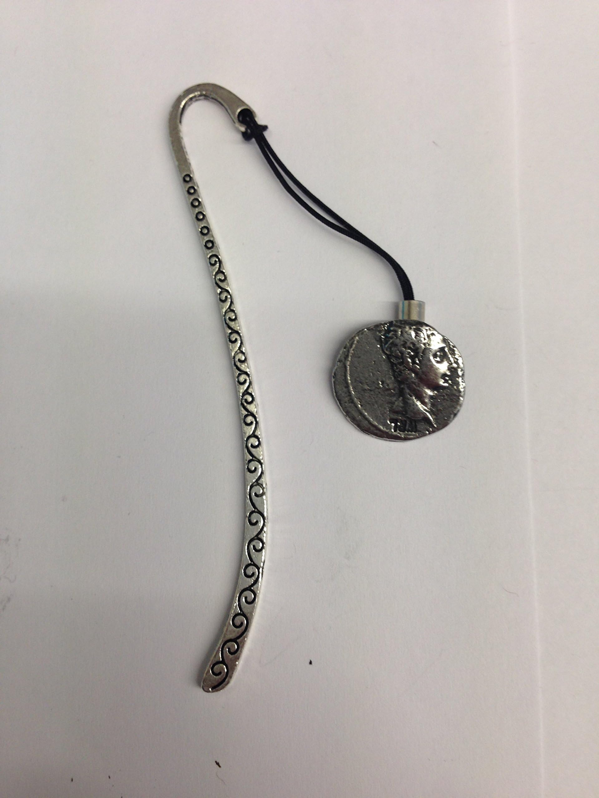 Julius Caesar WE-C1 Roman Coin Pattern bookmark with cord 3D English pewter charm