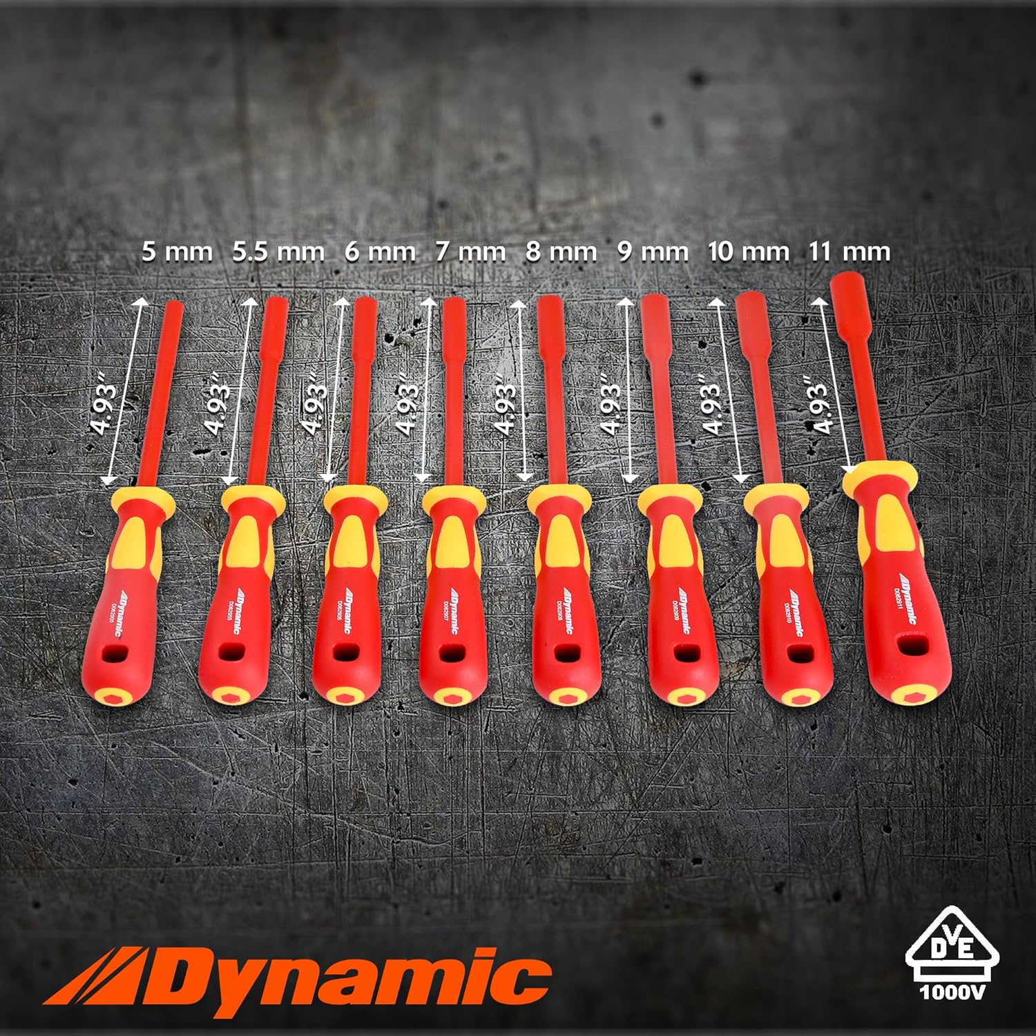 8 Piece Insulated Metric Nut Driver Set, VDE Certified to 1,000V, Electrical Tool Set