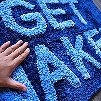 Vista 7 de Evovee Alfombra de baño con texto en inglés «Get Naked», divertida y bonita, antideslizante, lavable y con texto en inglés «Get Nake», color azul