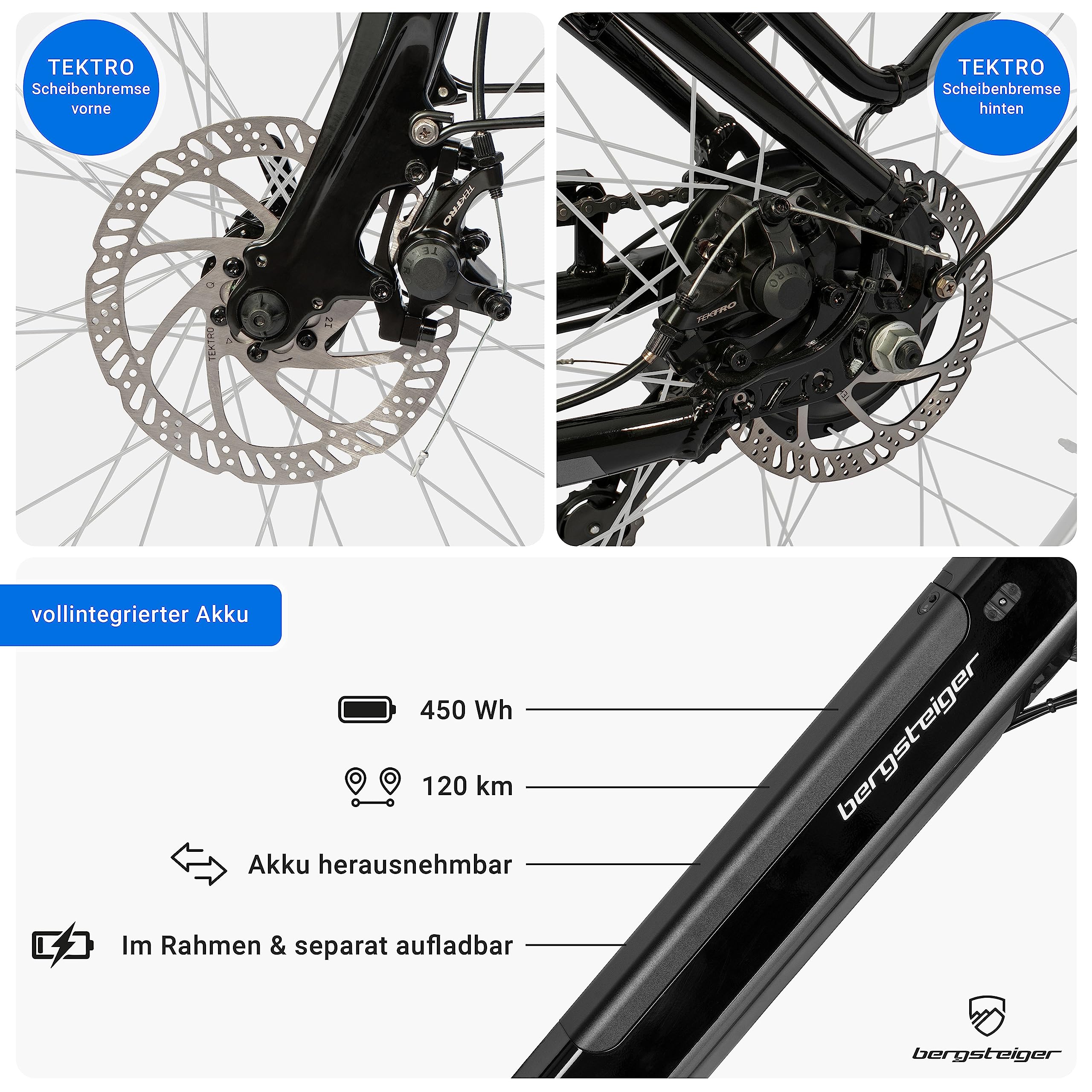 Bergsteiger Hampton 28 Zoll City E-Bike Elektrofahrrad Alurahmen 250 W