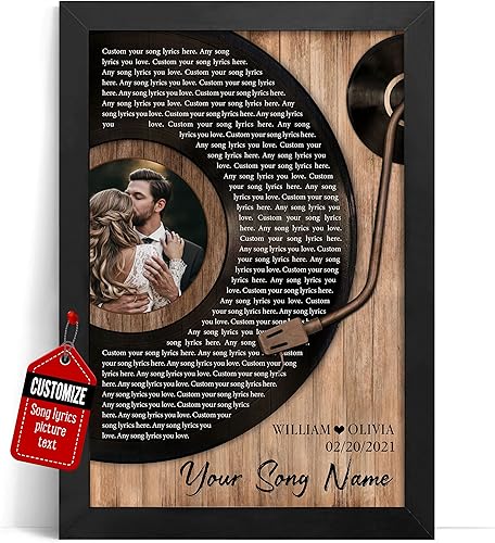 VICILO Regalos para marido  Letras de canciones personalizadas con marco para él  Acordes de canción perfectos para pareja, aniversario de un año,