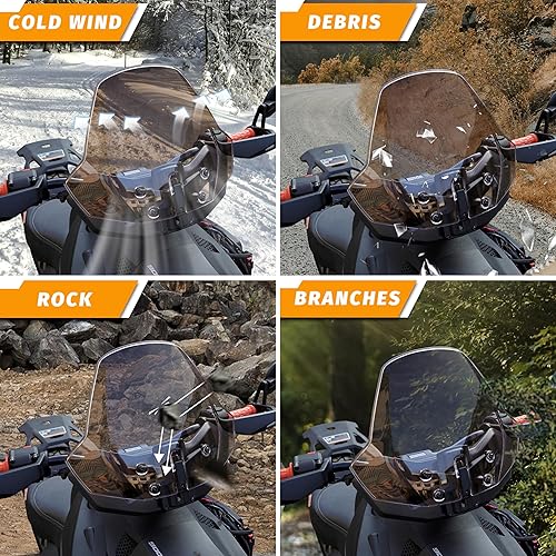 Miniatura 5 de Parabrisas ajustable para todos los modelos Can-Am Ryker, frontal oscuro tintado, a prueba de polvo, duradero, con revestimiento duro, protector