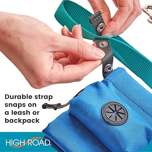 Miniatura 3 de High Road Soporte para bolsas de basura para perros con dispensador de bolsas de caca para perros, forro a prueba de fugas y banda reflectante para