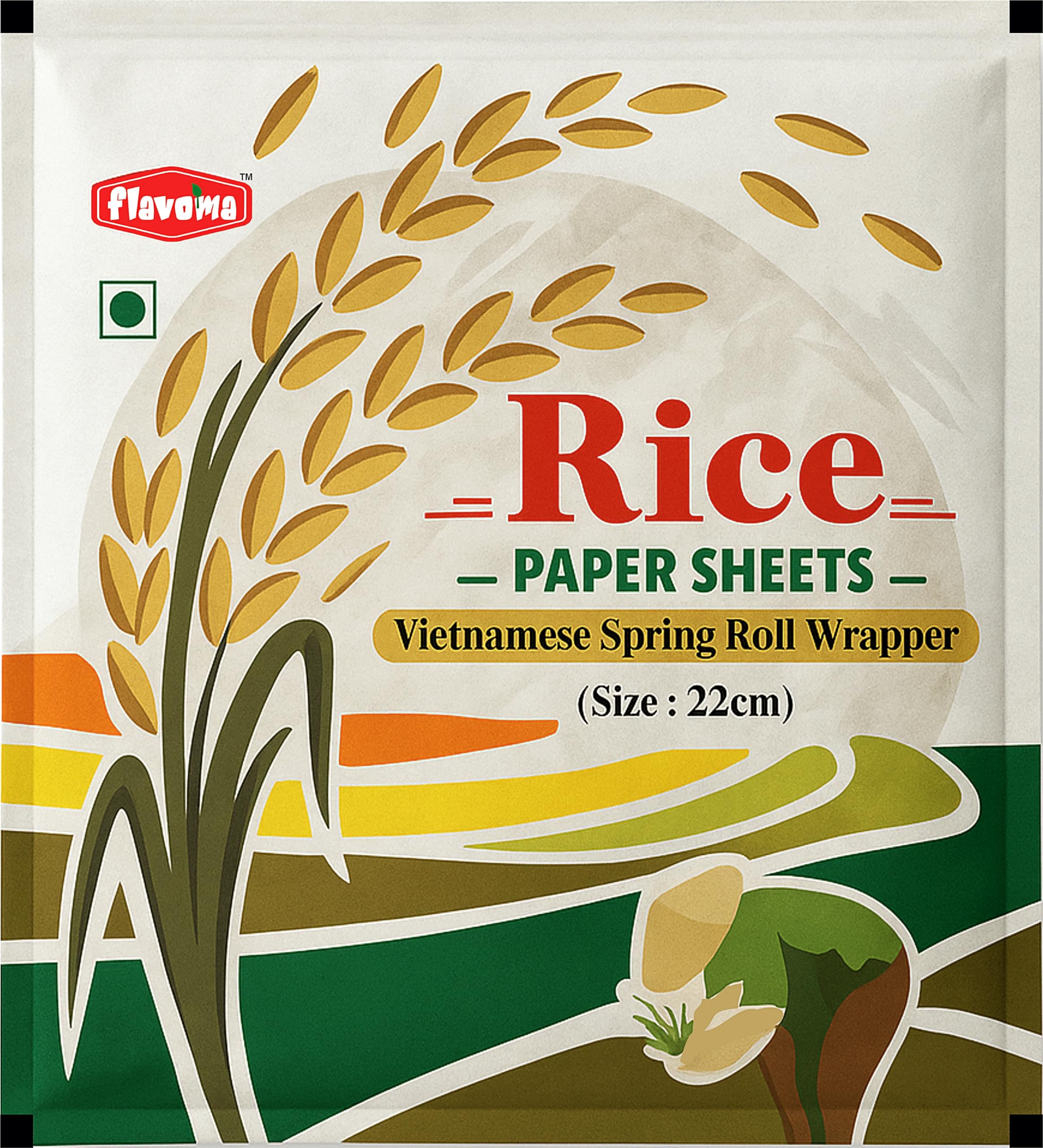 Flavoma Rice Paper Sheets 100g (22cm) || Vietnamese Gluten Free Spring Rice Paper Roll || Vegan, Preservative-Free || Spring Roll Wrapper for Fresh Rolls