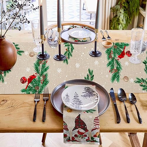 Miniatura 6 de Camino de mesa de Feliz Navidad, mesa de fiesta de Navidad de 13 x 70 pulgadas, decoración de mesa, bufanda de mesa para invierno, Navidad,