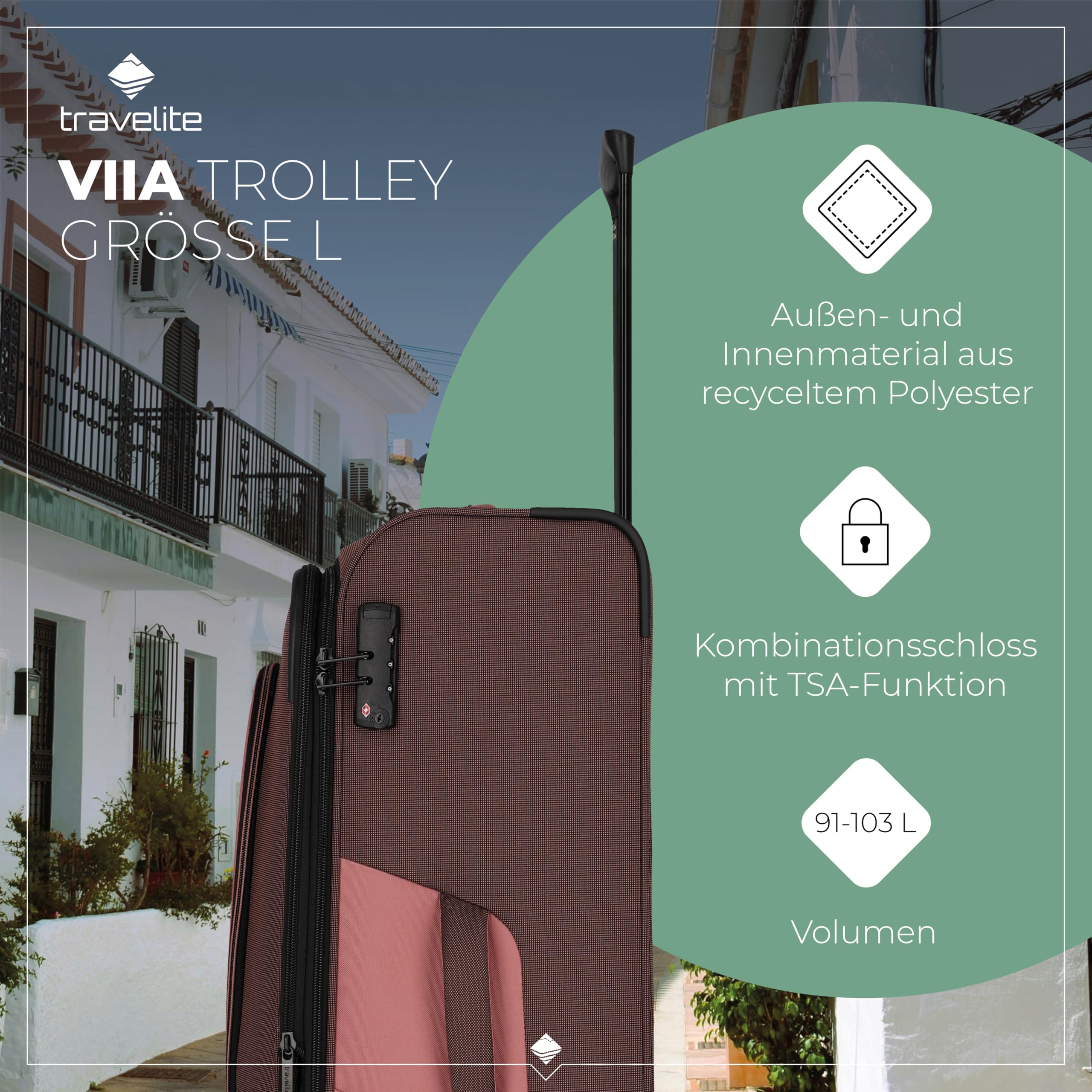 Travelite 4-Rad Koffer Größe L Weichschale aus recyceltem Material – Bild 2