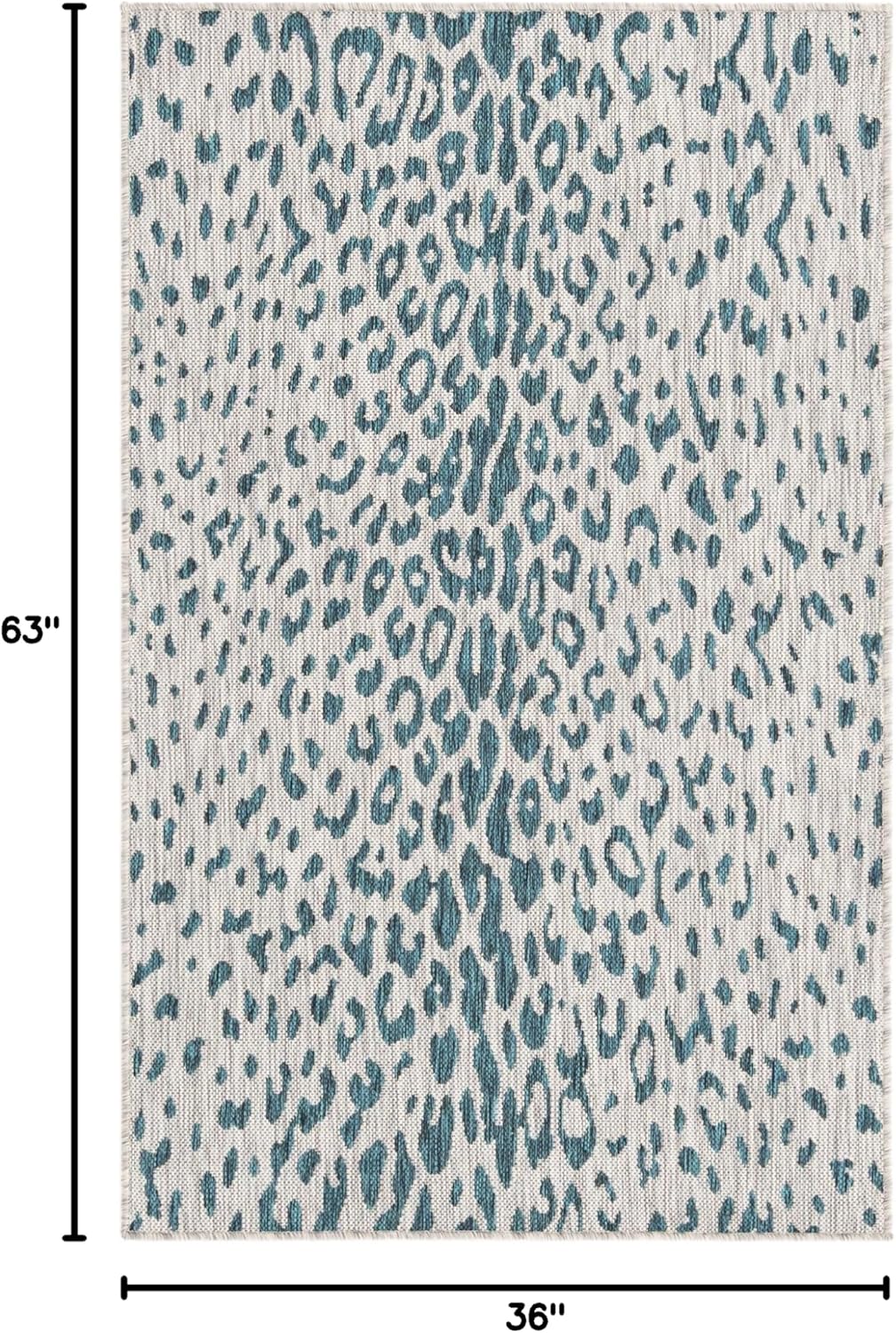 Unique Loom Outdoor Safari Collection Area Rug - Samburu (3' x 5' 3" Rectangle, Teal/ Gray)