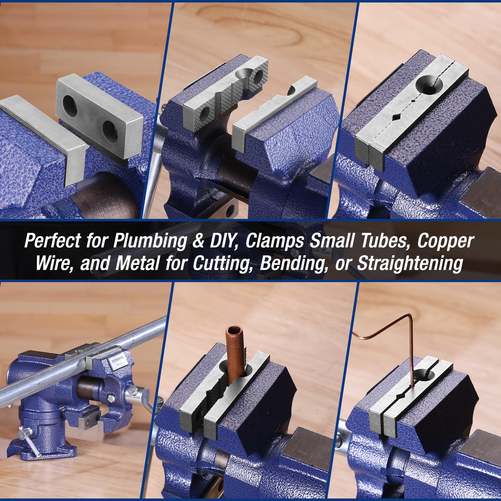 WORKPRO Dual Jaws Table Vise - Powerful Grip & Swivel -4 WORKPRO Dual Jaws Table Vise - Powerful Grip & Swivel -4