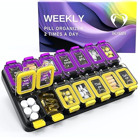 XL Weekly Pill Organizer: Tackle Monday Yellows with Ease