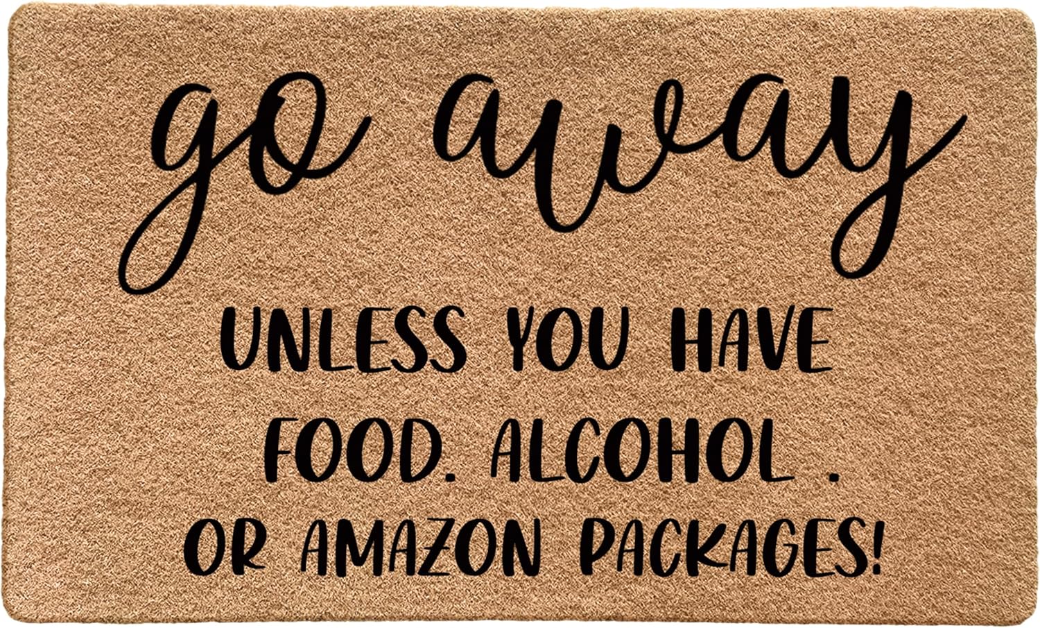 Funny Welcome Mats for Front Door - Go Away Welcome Mat, Funny Outdoor Entrance, Front Porch Door Mats, Go Away Unless You Have Food or Packages, 17x30 Inch Coir Go Away