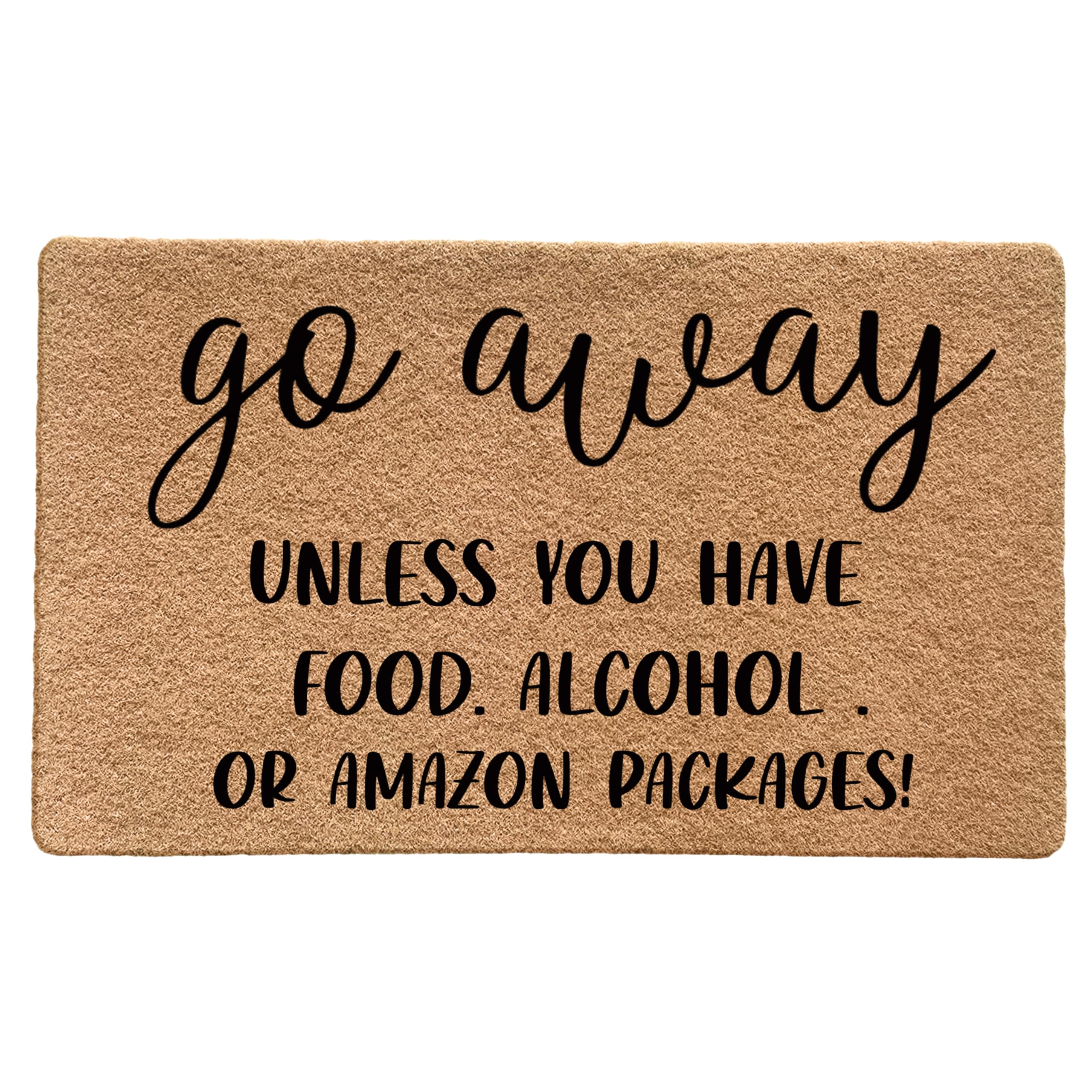 LUVADIAN Funny Welcome Mats for Front Door - Go Away Welcome Mat, Funny Outdoor Entrance, Front Porch Door Mats, Go Away Unless You Have Food or