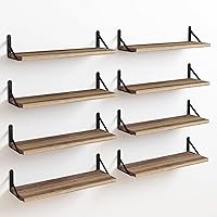 Fixwal Rustic Wood Floating Shelves Set of 8 (4.7in Wide, Carbonized Black) - 40LB Capacity Wall Shelves for Bedroom, Kitchen, Bathroom, Plant Display