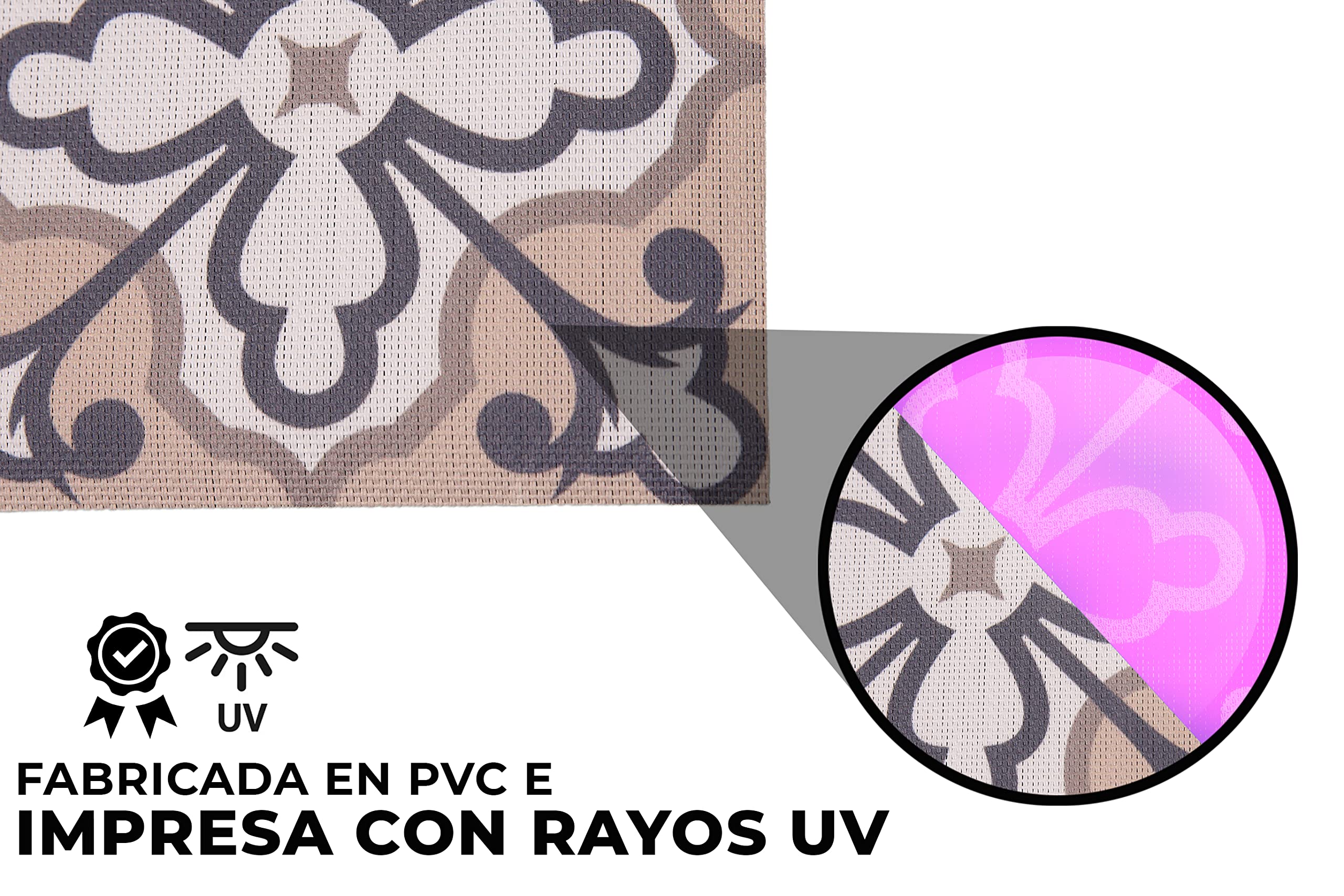 LucaHome - Alfombra vinílica Trenzada Ghana Interior o Exterior- Alfombra vinílica Cocina - salón - despacho- Dormitorio Vinilo PVC - Alfombra vinílica Antideslizante(Flor Rosa- 80x140cm)