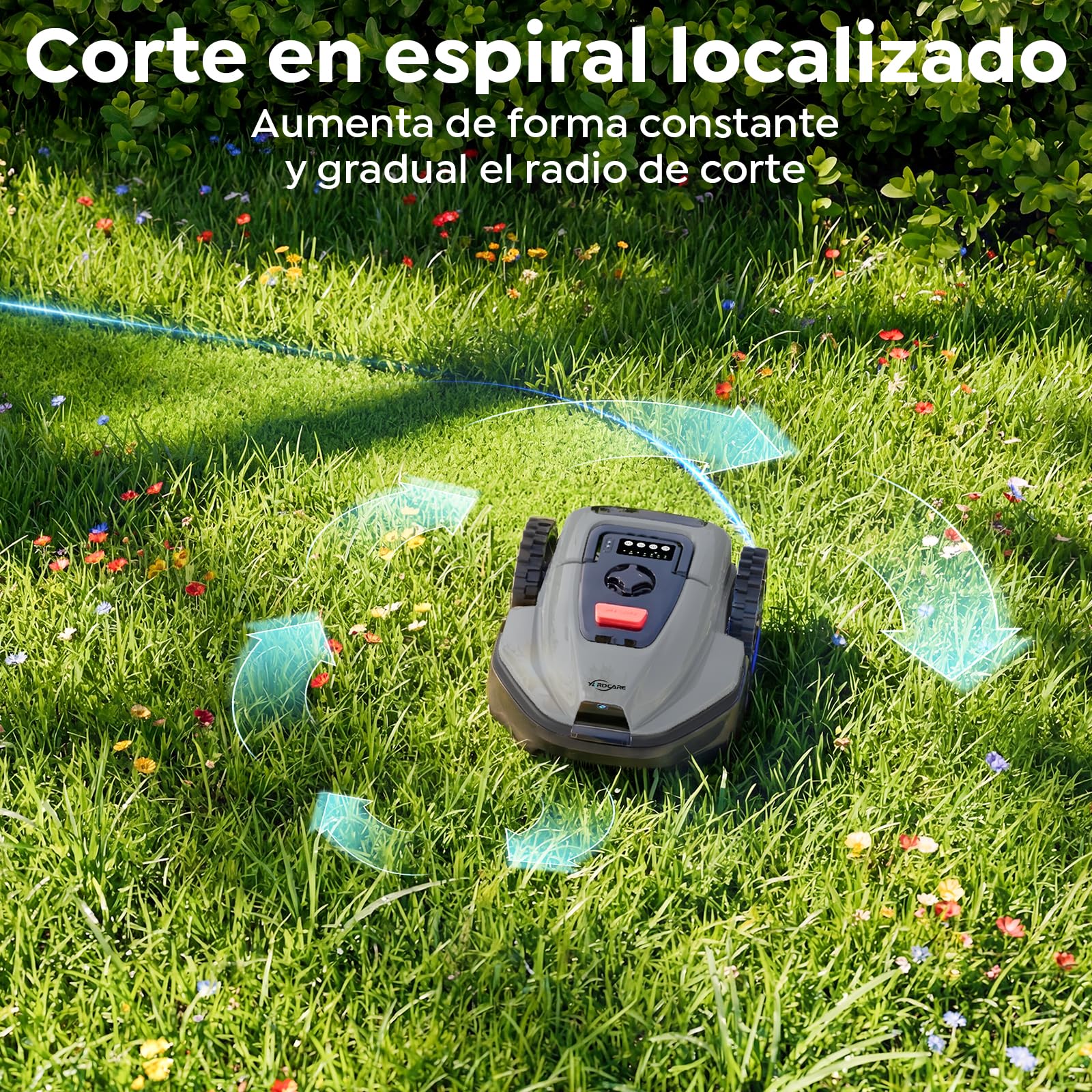 YARDCARE V3 Robot Cortacésped sin Cable Perimetral | Navegación Visual, Detección de 150+ Obstáculos, Control por App, 50 dB, Bandas Magnéticas