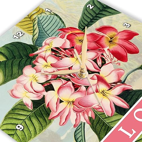 Miniatura 3 de 3dRose Wall Clock Silent - 10 inch - Aloha Retro Hawaiian Flower Hawaii Pink Plumeria Frangipani Flowers - Hawaii