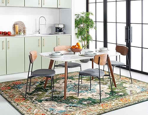 Miniatura 321 de Safavieh Tapete de área grande, colección Monaco, 11 pies x 15 pies, azul marino y celeste, diseño desgastado de medallón, no desprende pelusa