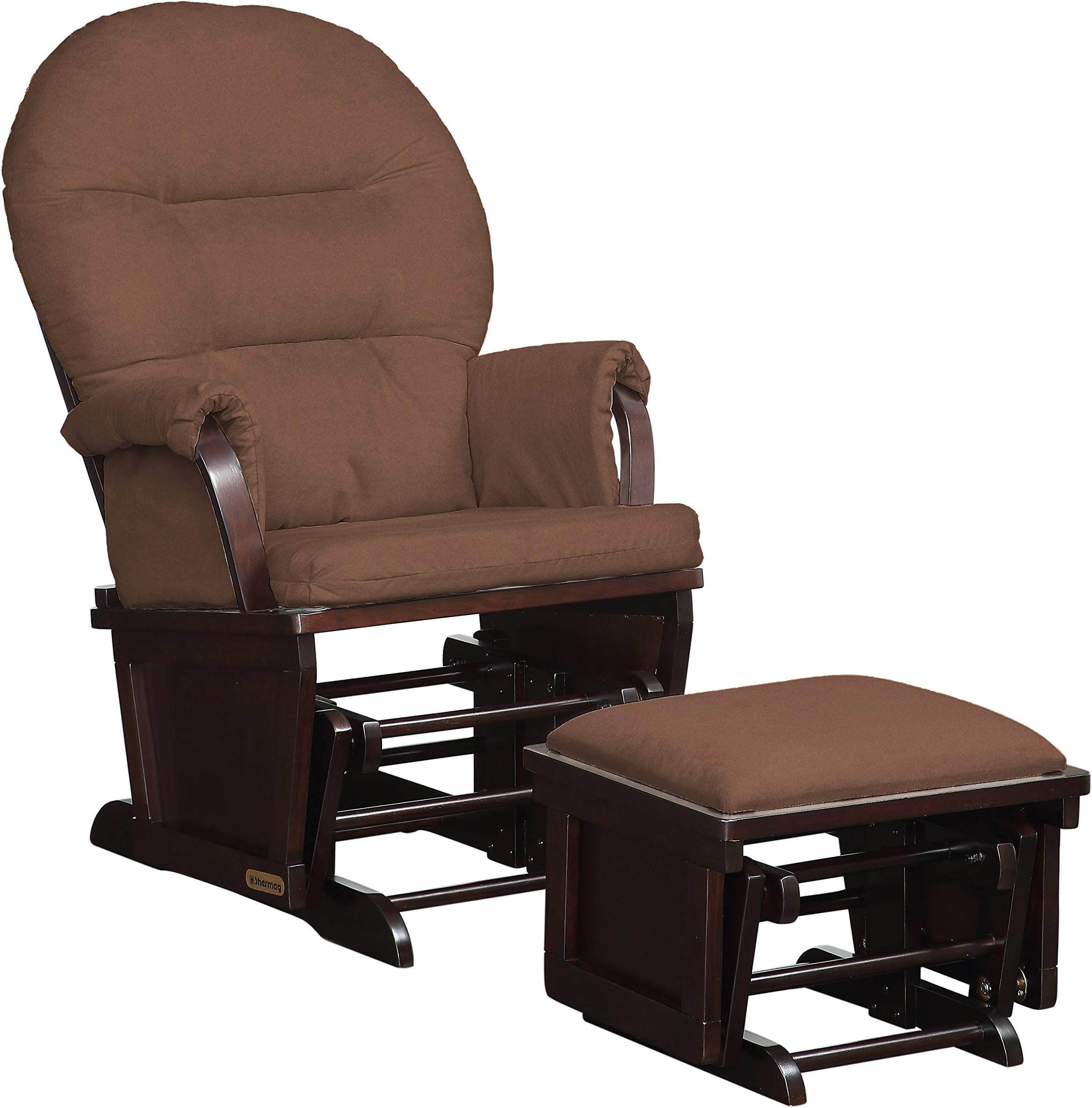 Lennox Contemporary Style Glider Chair and Ottoman Combo, Espresso with Chocolate