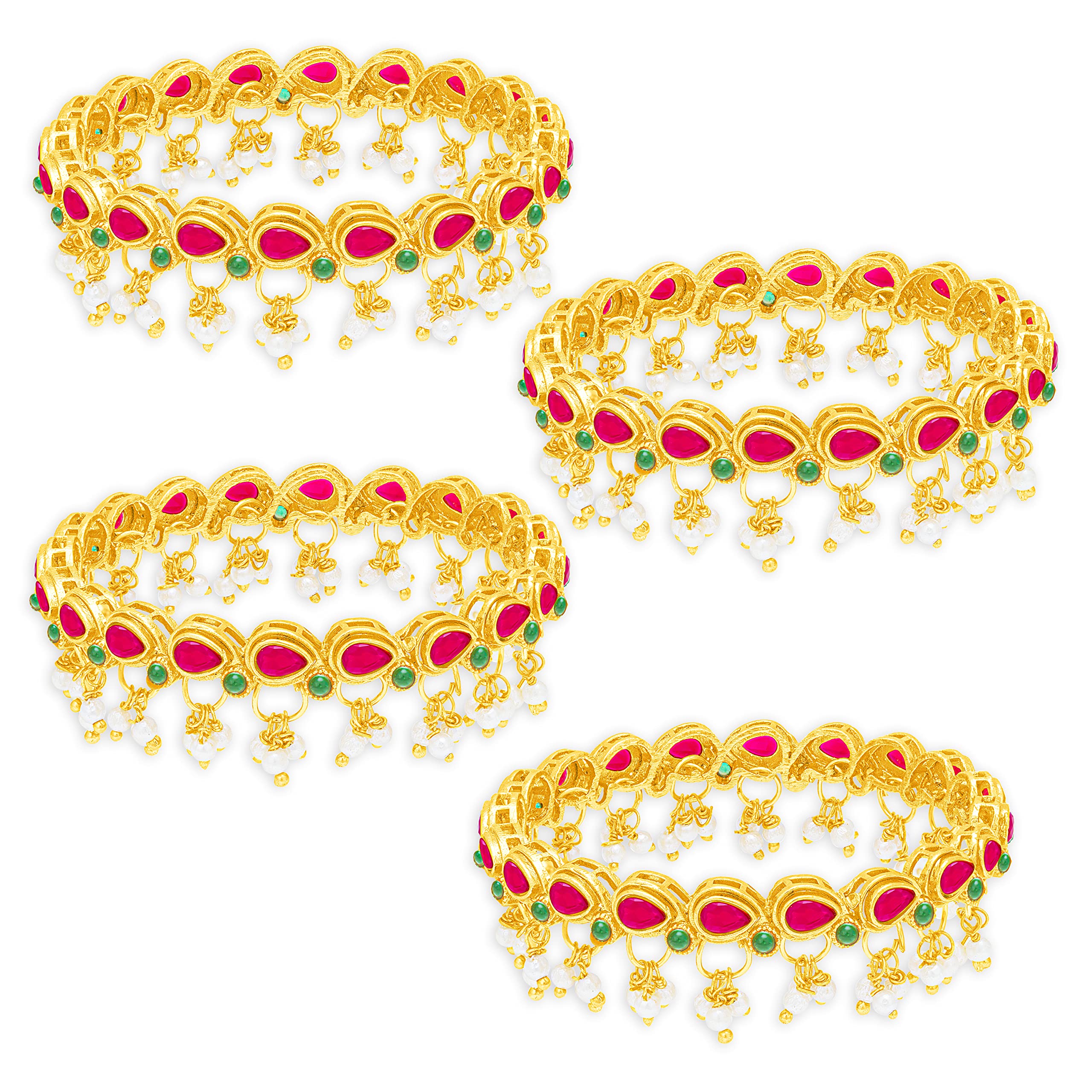 Sukkhi Splendid Gold Plated Pearl Bangle Set For Women (Set of 4) (B102454_2.6) (B0B4X2ZLZF) Amazon Price History, Amazon Price Tracker
