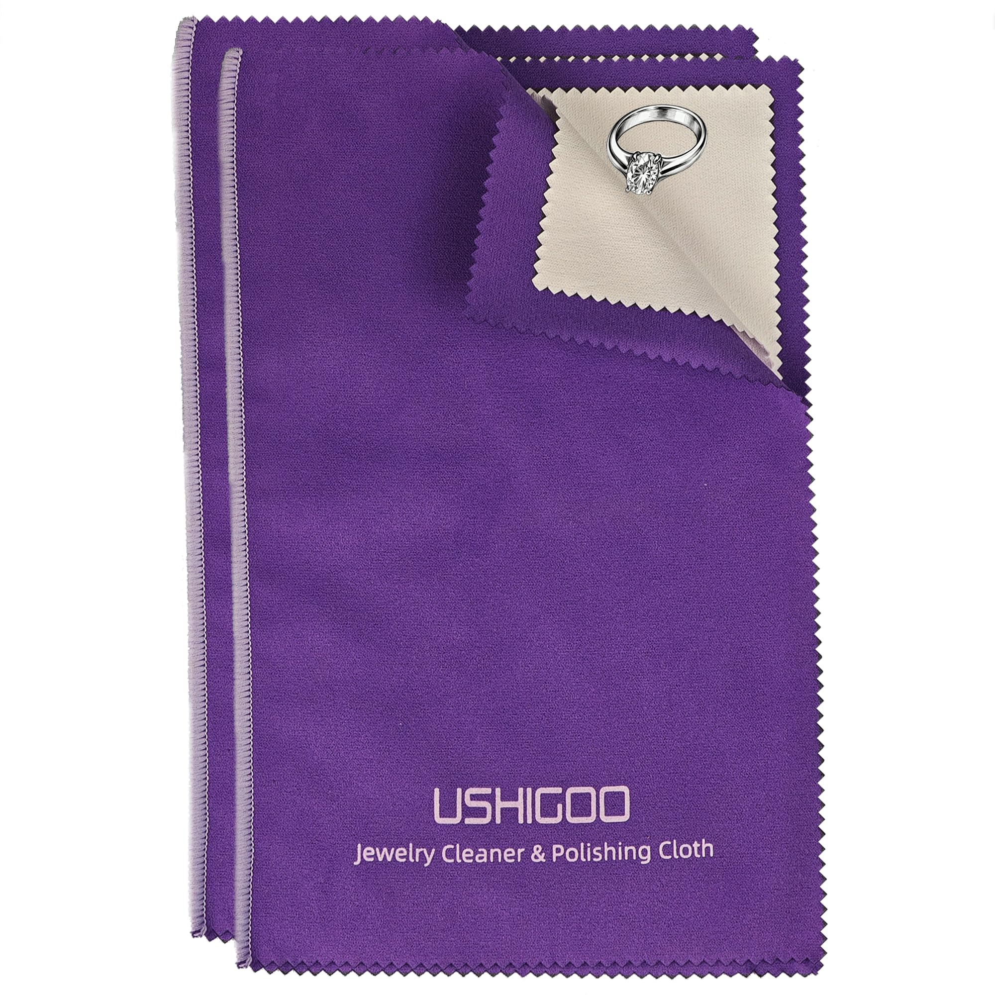 Jewelry Cleaning Polishing Cloth 2Pcs Sterling Silver Gold Platinum Tarnish Remover Non-Toxic Eco Friendly Jewelry Cleaner Cloth for