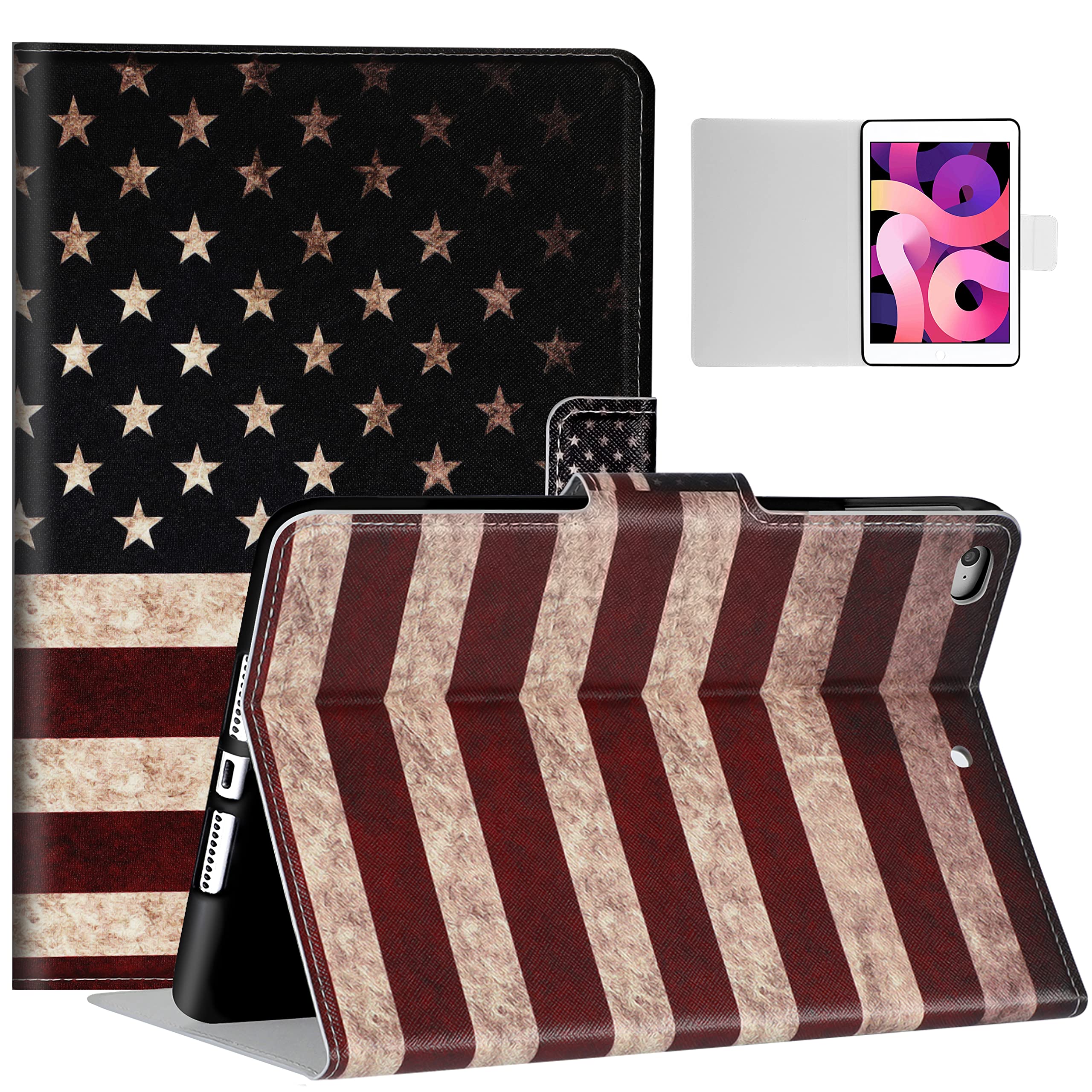 Photo 1 of Case for Apple iPad Mini 5/4/3/2/1 Cartoon Cute 5th/4th Generation US Flag Kawaii American Partten Folio Cover Fashion Cool Slim Stand Cases for Women Teens Girls Auto Sleep/Wake for 7.9 inch