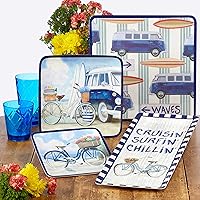 Vista 2 de Certified International Beach Time 9" Melamine Salad/Dessert Plate, Set of 6, Multi Colored