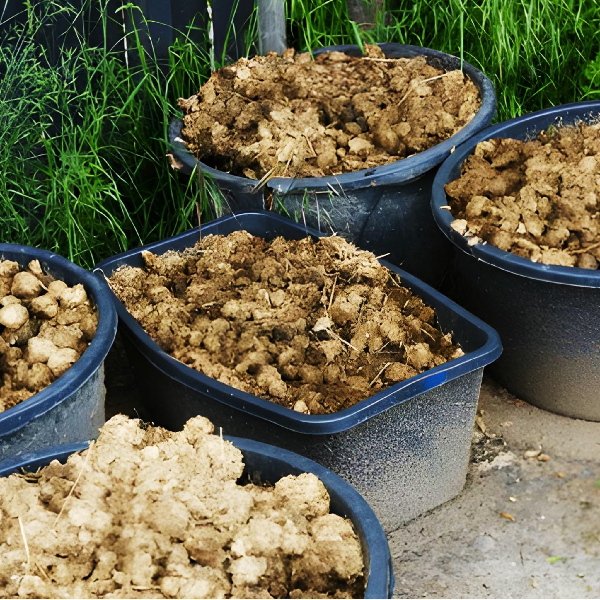 Bricoloco Cubo Multiusos Negro 38 litros |Espuerta para albañil, capazo agrícola, Cubo Basura, cesto leñero, gaveta Goma, Canasta Almacenamiento jardín. (10)