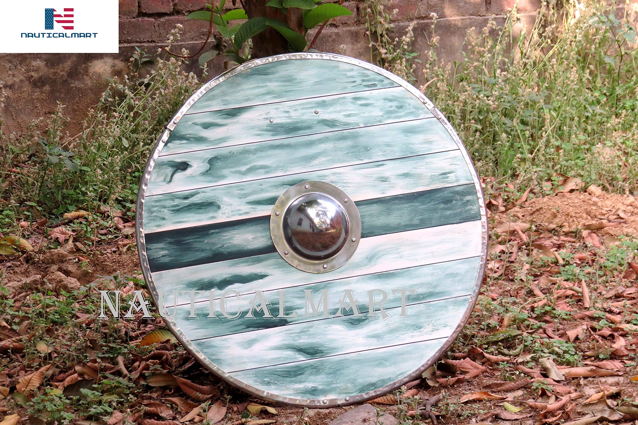 Wood Viking Shield in Glacier Blue - SCA/LARP/Norse/Norway/Antique/Armor