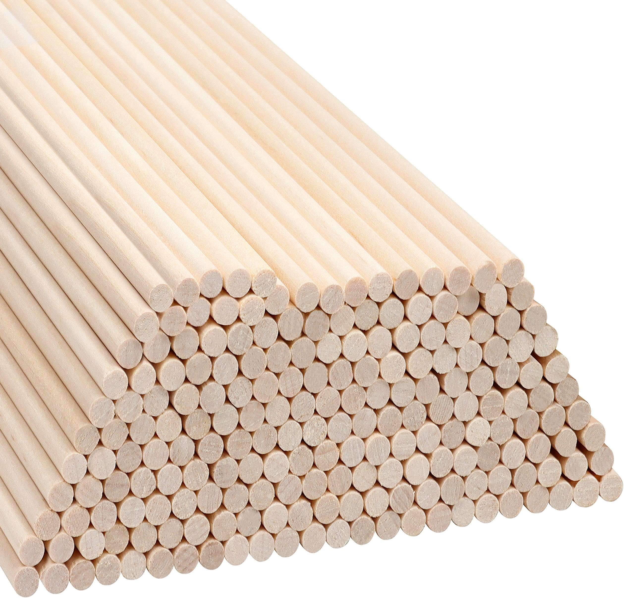Belle Vous Natural Round Wood Dowel Rods (200 Pack) - 18cm / 7.09 Inches - Extra Long Unfinished 5mm Wooden Craft Sticks - Dowels for Woodcraft, Art Projects, Decorations & DIY Crafts