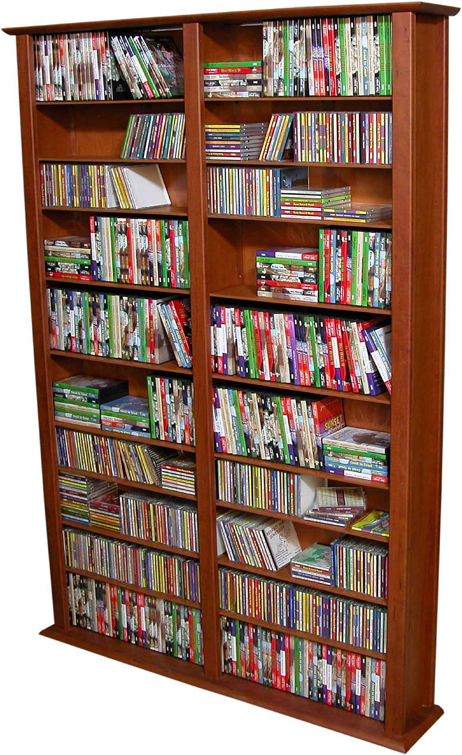 Venture HorizonMedia Storage Tower Cabinet Double - 76” High Wall Rack - Cherry