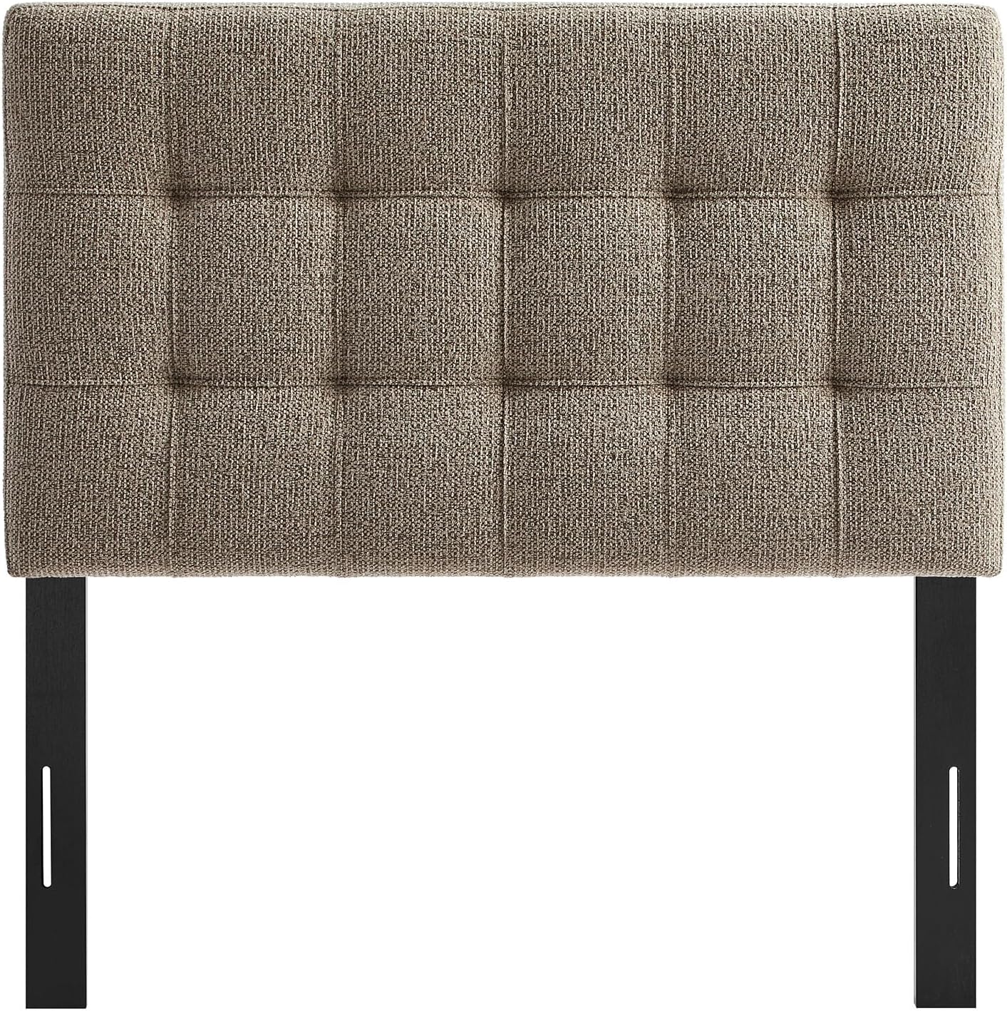 Modway Lily Twin Size Headboard with Biscuit Tufting in Taupe - Fabric Upholstery with Padded Design and 5 Height-Adjustable Mounts
